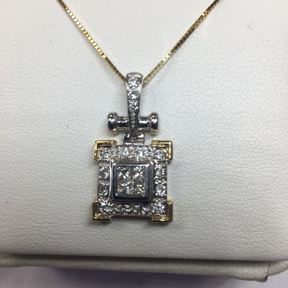 18K yellow gold diamonds pendant - Picture 2 of 6
